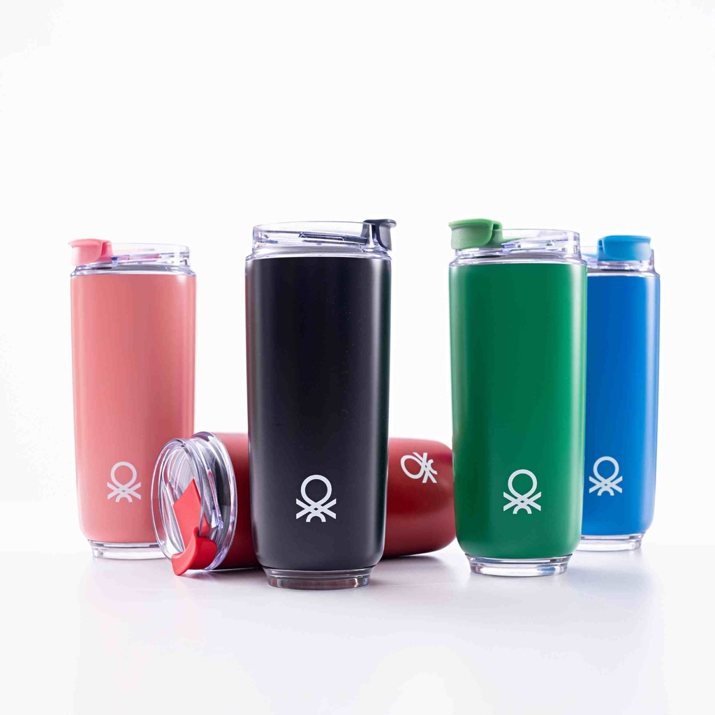 TERMO POTOVALNI LONČEK BENETTON 420 ML - črna