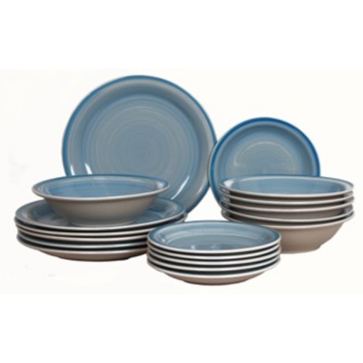 [112889] 18-DELNI JEDILNI SERVIS STONEWARE - modra