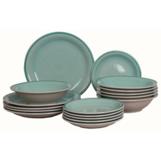 [112890] 18-DELNI JEDILNI SERVIS STONEWARE - zelena