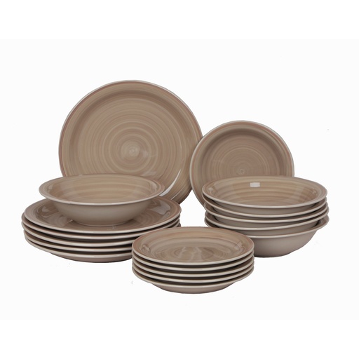 [112893] 18-DELNI JEDILNI SERVIS STONEWARE - rjava